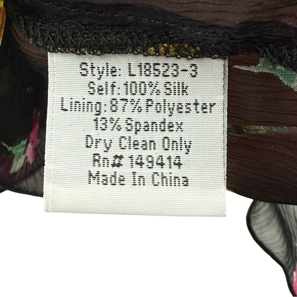 Johnny Was Jade Fernanda Silk Peasant Romantic Sheer Floral Ruffle Blouse Size L - Picture 14 of 14